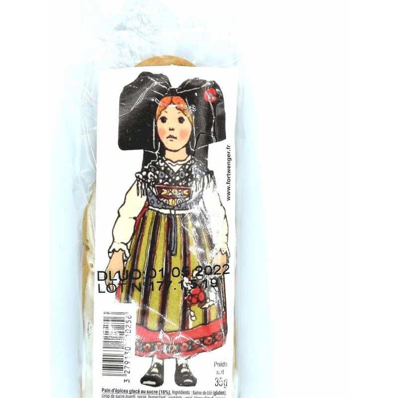 Alsacienne ou alsacien personnages en pain d'épices 35g Fortwenger