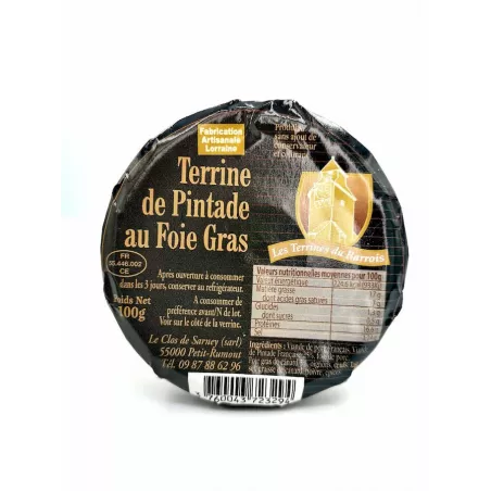 Terrine de pintade au foie gras - 100g succulente!