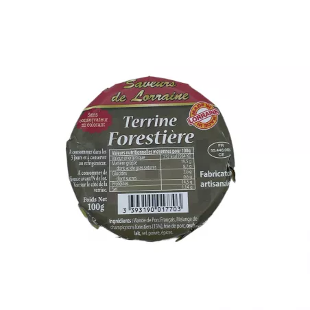 Terrine Forestière 100g - Saveurs de Lorraine