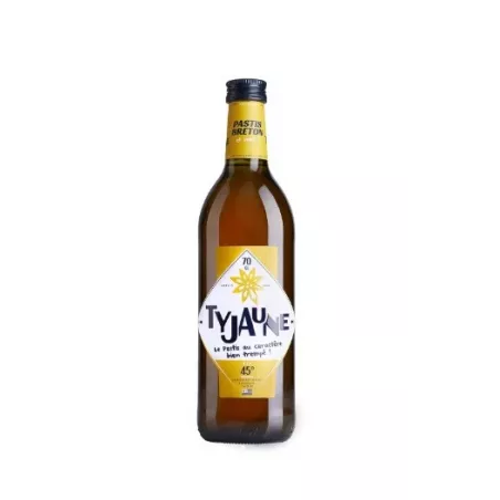 Pastis Breton Ty Jaune en bouteille avec étiquette distinctive