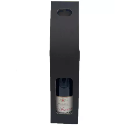 Valisette carton kraft/noir de présentation 1 bouteille avec poignée