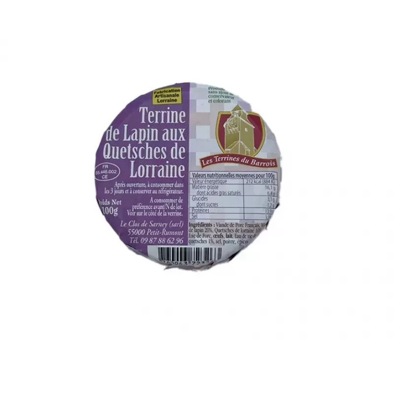 Terrine de Lapin aux Quetsches de Lorraine 100g - 1