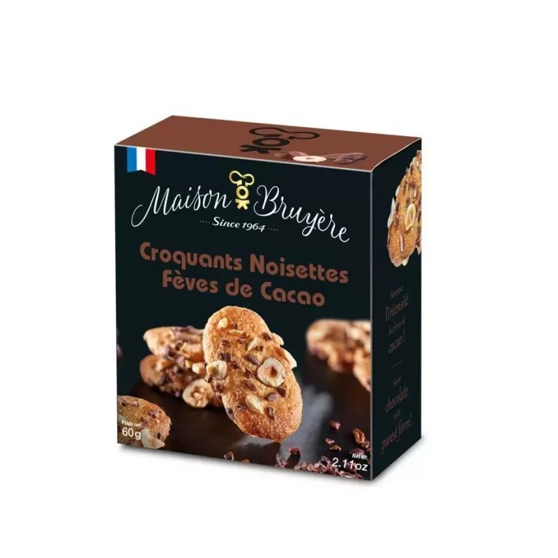 Biscuits Croquants Noisettes Fèves de Cacao 60g 