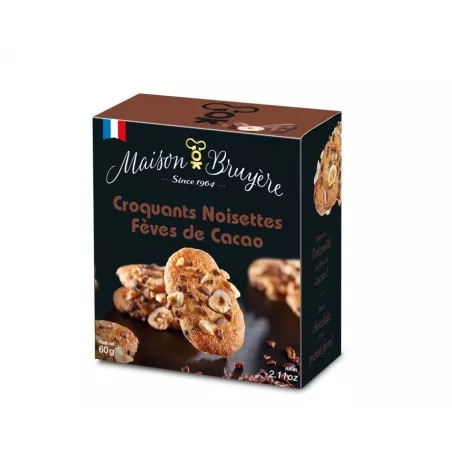 Biscuits Croquants Noisettes Fèves de Cacao 60g - Maison Bruyère