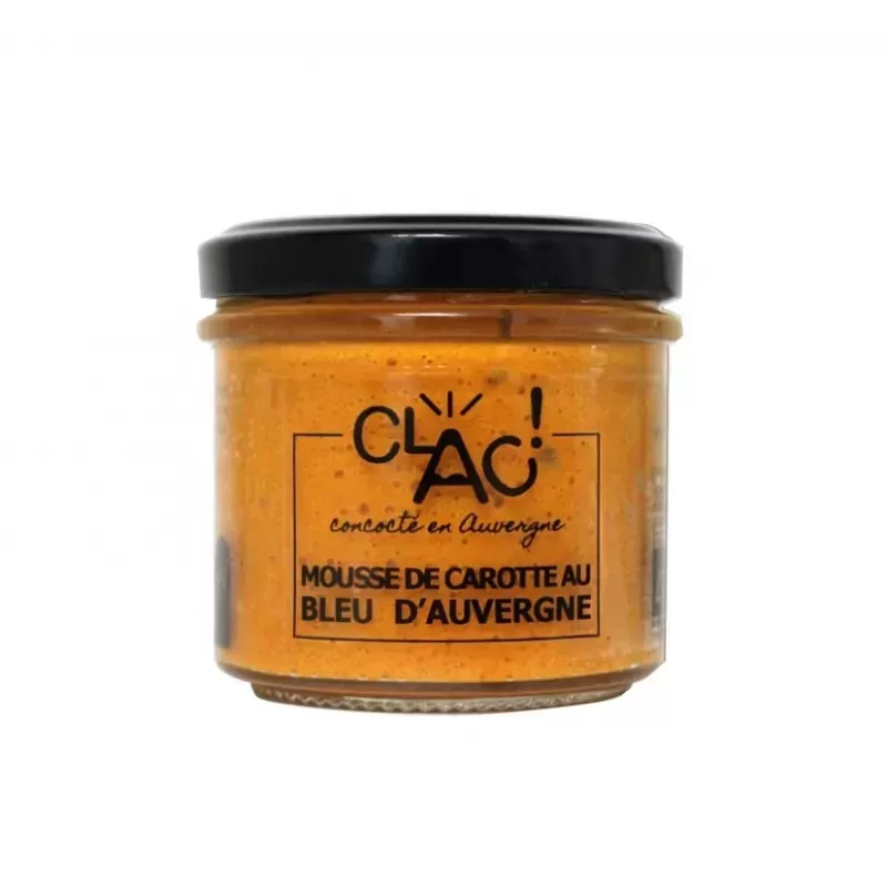 Mousse de Carotte au Bleu d'Auvergne Bio 100g en pot, vue de face