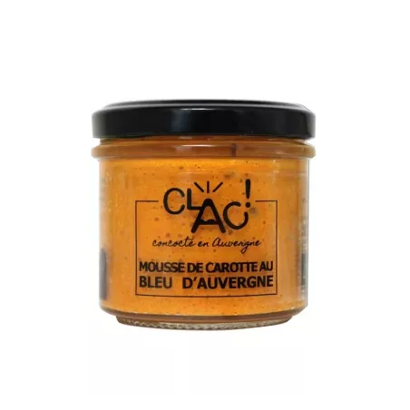 Mousse de Carotte au Bleu d'Auvergne Bio 100g en pot, vue de face