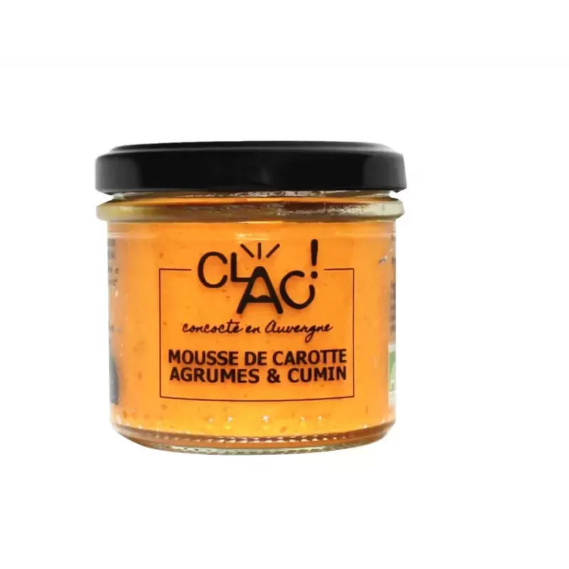 Mousse de Carotte Agrumes et Cumin 100g - CLAC, un tartinable délicieux et raffiné