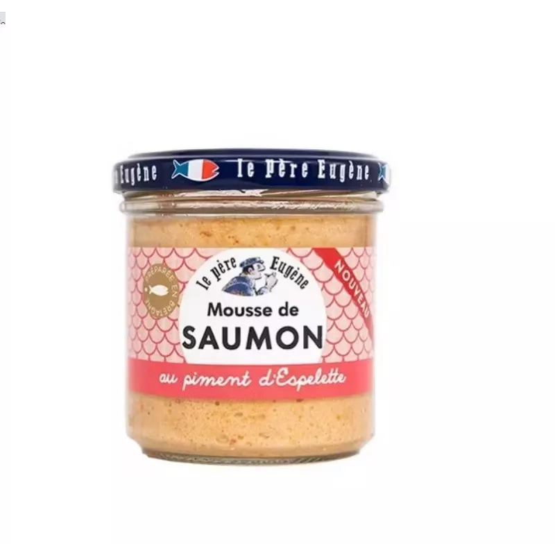 Mousse de Saumon au piment d'Espelette 110g - Le Père Eugène Mousse de Saumon au piment d'Espelette 110g - Le Père Eugène