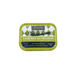 Sardines du Pêcheur à l'Huile d'Olive, Citron, Ail et Persil Bio 135g 