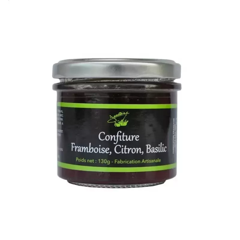 Confiture Framboise, citron, basilic 130g - Atelier Jeantaine - 1