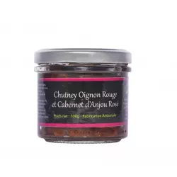 Sauce Chutney aux Oignons Rouges et Cabernet d'Anjou Rosé 100g dans un pot élégant