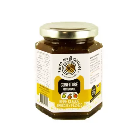 Confiture Reine Claude Abricot Pêche 230g - Terre de Délices
