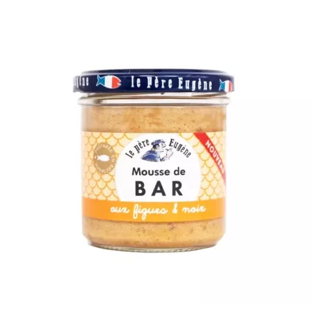 Pot de mousse de bar aux figues et noix 110g, création artisanale bretonne.