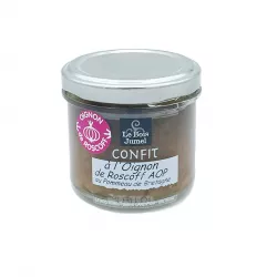 Confit à l'Oignon de Roscoff AOP au Pommeau de Bretagne 110g, pot fermé.