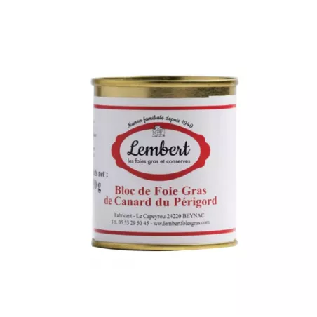 Bloc de foie gras de canard 125g Maison Lembert - Foie Gras artisanal