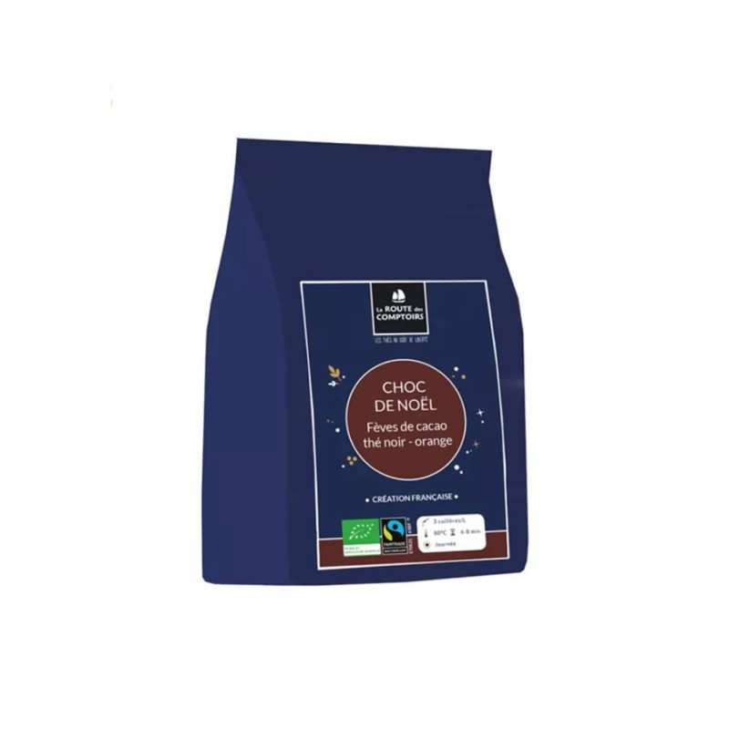 Thé noir Choc de Noël - Éclat de fèves de cacao, thé noir, épices et agrumes (Mini sachet 40g) 