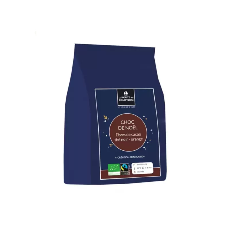 Thé noir Choc de Noël - Éclat de fèves de cacao, thé noir, épices et agrumes (Mini sachet 40g) 
