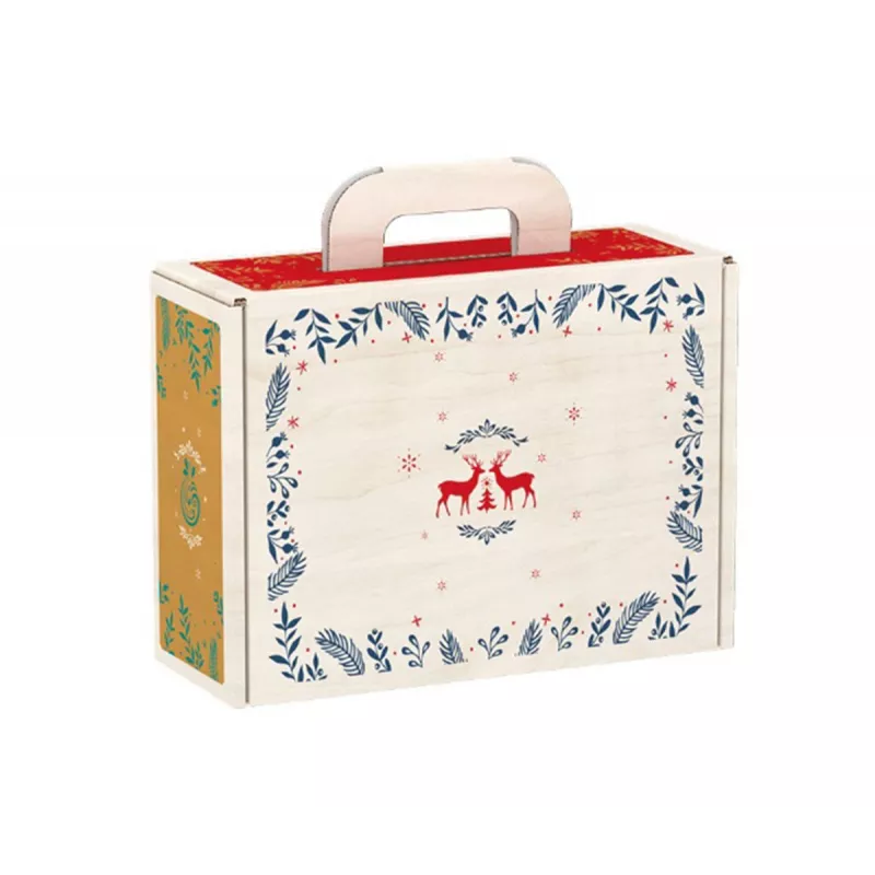 Valisette décor Noël Cerf Rouge remplie de cadeaux de Noël, idéale pour créer des coffrets personnalisés Valisette décor Noël Cerf Rouge remplie de cadeaux de Noël, idéale pour créer des coffrets personnalisés