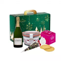 Assortiment Gourmet de Noël : Chocolat Bio, LA SABLESIENNE, Rillettes d'Anjou, Champagne Xavier Loriot