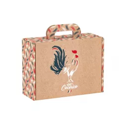 Valisette en carton kraft rectangle ouverte montrant l'intérieur spacieux 41x34x12 cm