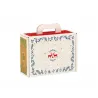 Valisette carton rectangle Bonnes Fêtes effet bois/rouge/vert/or (25 x 18,5 x 9,5) - 1