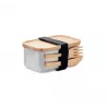Lunch box en acier inox 600ml avec couvercle en bambou et 2 couverts 
