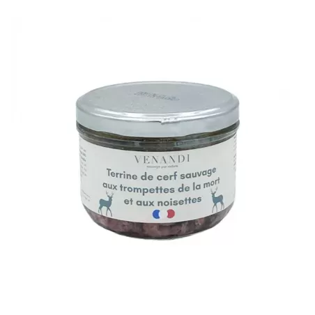 Terrine Cerf Sauvage Français aux Trompettes de la mort et Noisettes 180g - Venandi