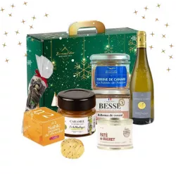 Coffret Le Festin de Noël Gourmand - Vin blanc, Pâté de Canard, Rillettes, Terrines, Chocolat - Le Goût de nos Régions