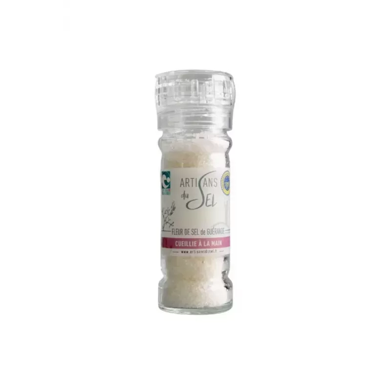 Moulin Fleur de sel de Guérande cueilli à la main 80g Artisans du sel