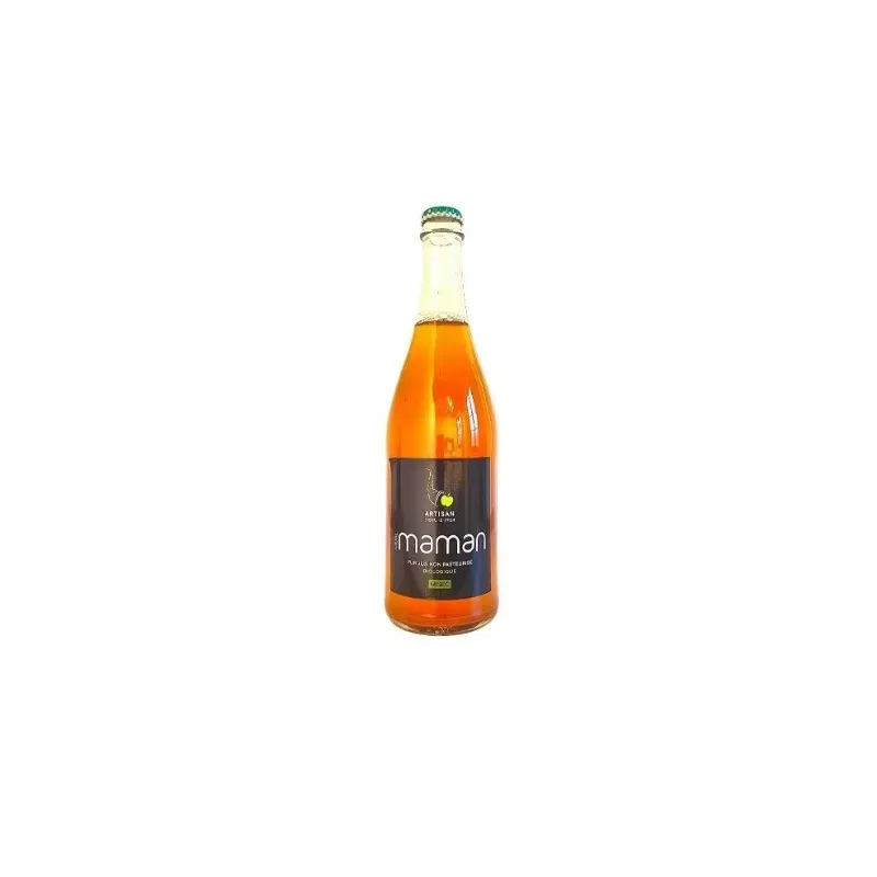 Bouteille de cidre biologique artisanal breton mi-sec 75cl.