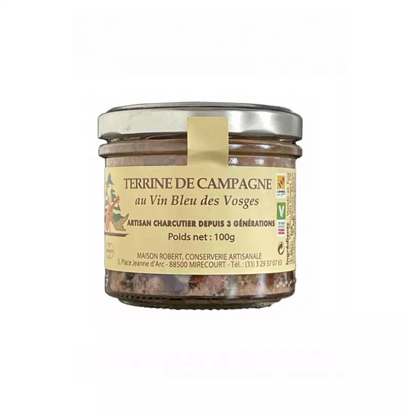Terrine de Campagne au vin bleu des vosges 100g Maison Robert