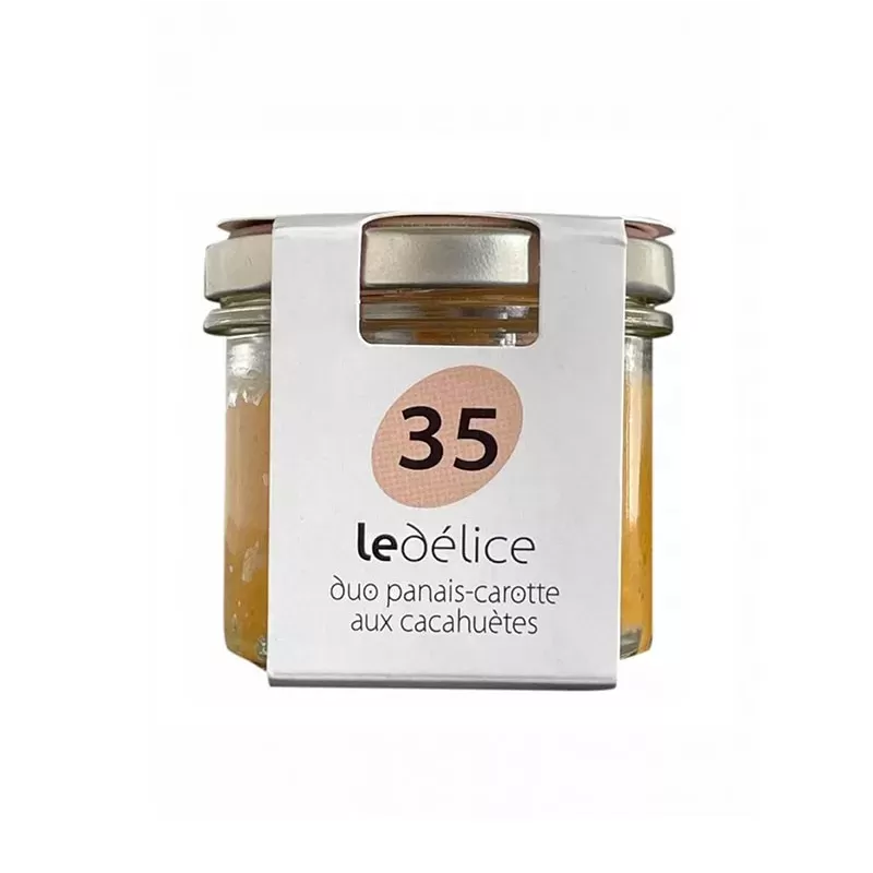 Duo Panais - Carottes aux cacahuètes 90g en pot, tartinable naturel pour apéritif.