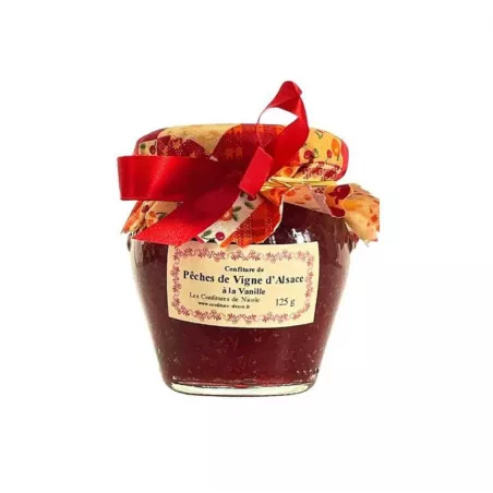 Pot de confiture de Pêches de Vigne d'Alsace à la Vanille 125g artisanal
