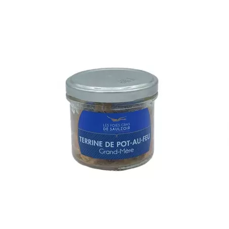 Terrine de Pot-Au-Feu Grand-Mère 90g en pot, produit artisanal du terroir.