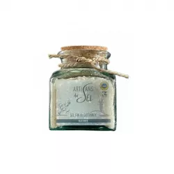 Bocal de Sel de Guérande 200g en verre, récolté à la main, avec bouchon en liège.
