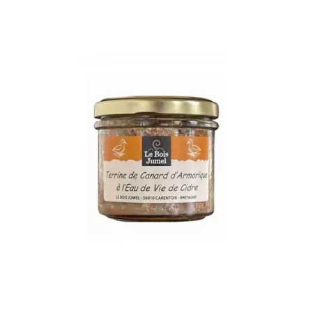Terrine de Canard d'Armorique à l'Eau de Vie de Cidre, produit artisanal breton en pot de 90g