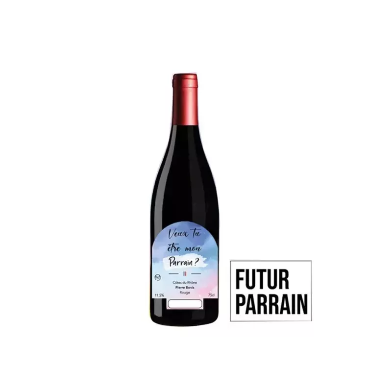 Vin cadeau "Parrain" AOC Côtes du Rhône Rouge 75cl - Pierre Bovis 