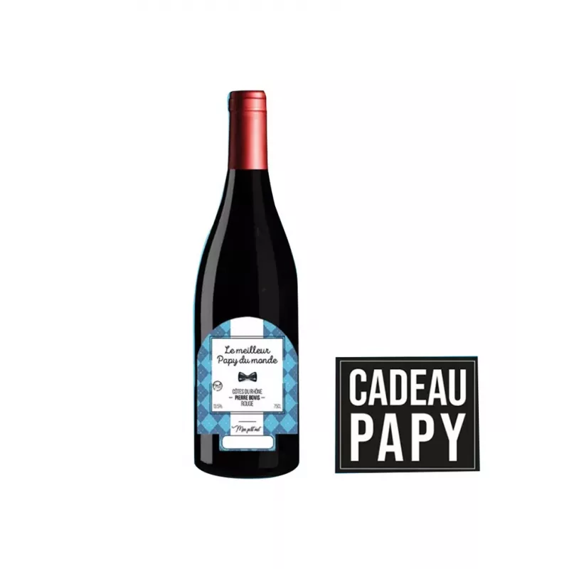 Vin cadeau Meilleur Papy - AOC Côtes du Rhône Rouge 75cl Vin cadeau Meilleur Papy - AOC Côtes du Rhône Rouge 75cl