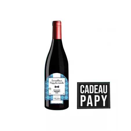 Vin cadeau Meilleur Papy - AOC Côtes du Rhône Rouge 75cl 