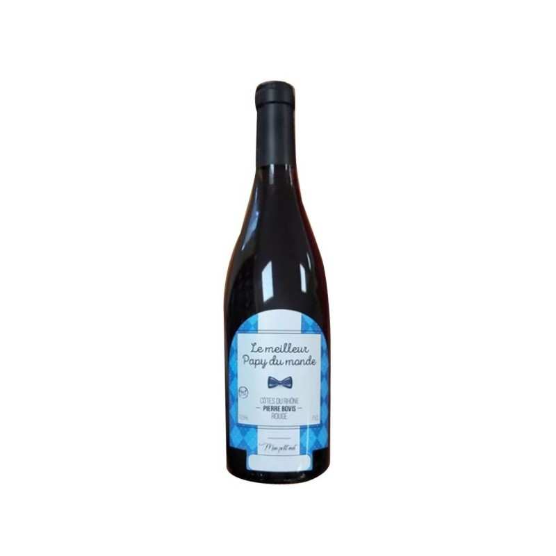 Vin cadeau Meilleur Papy - AOC Côtes du Rhône Rouge 75cl 