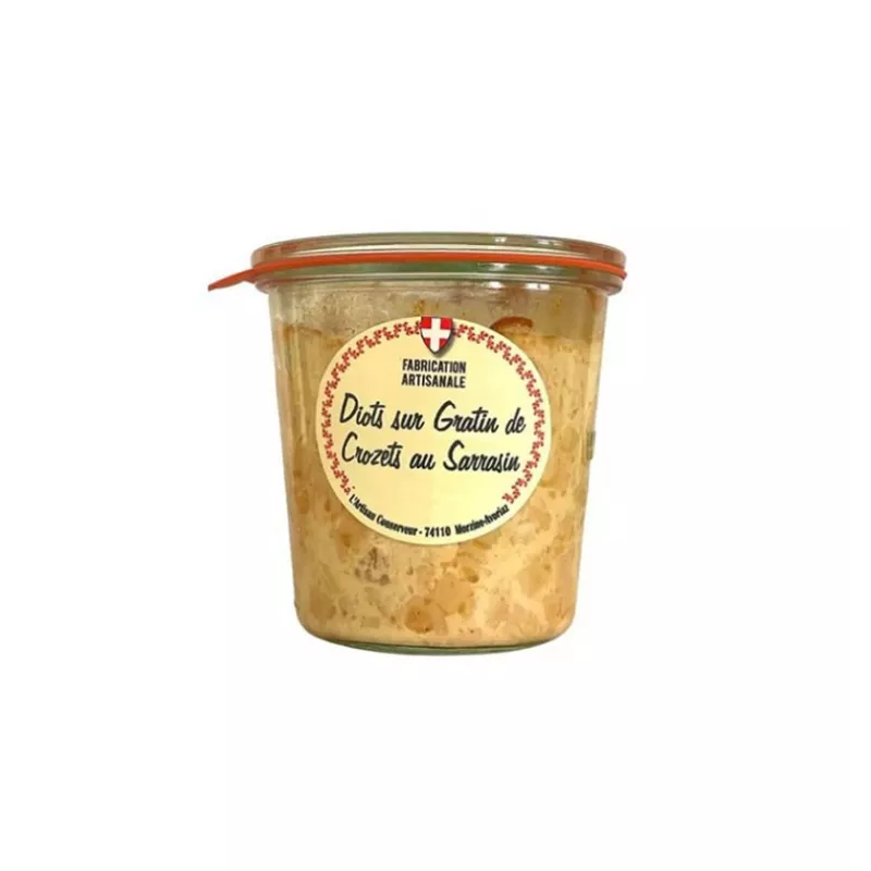 Diots sur Gratin de Crozets au Sarrasin 500g, un plat savoyard authentique. Diots sur Gratin de Crozets au Sarrasin 500g, un plat savoyard authentique.