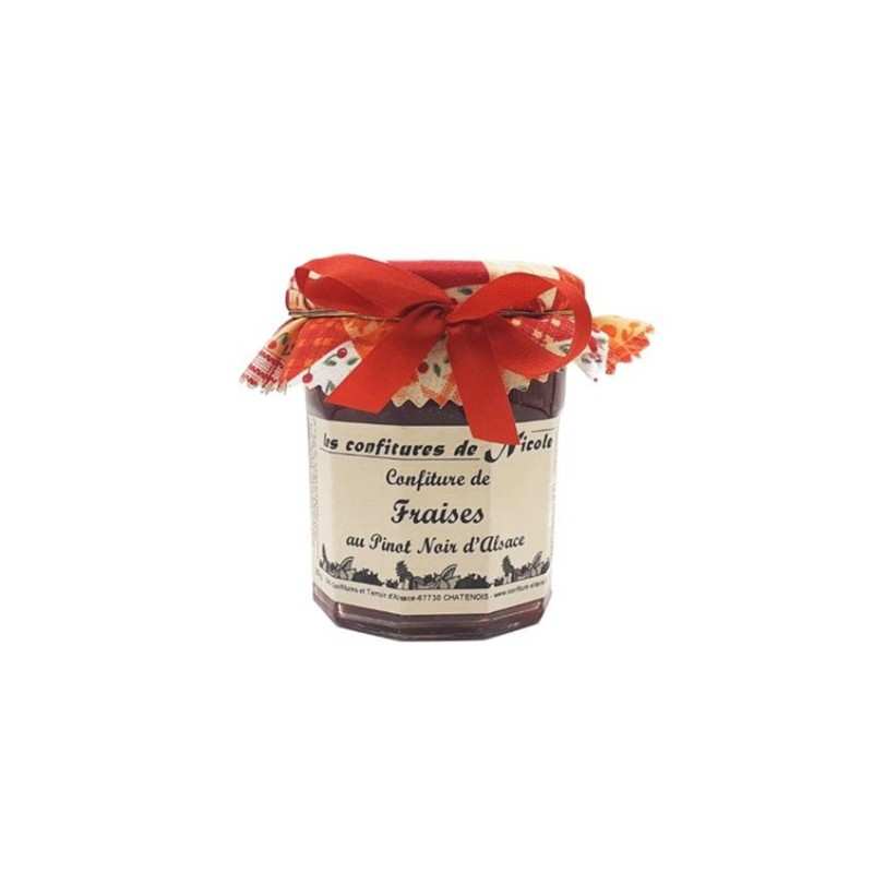 Confiture de Fraises au pinot noir d'Alsace 125g Confitures de Nicole