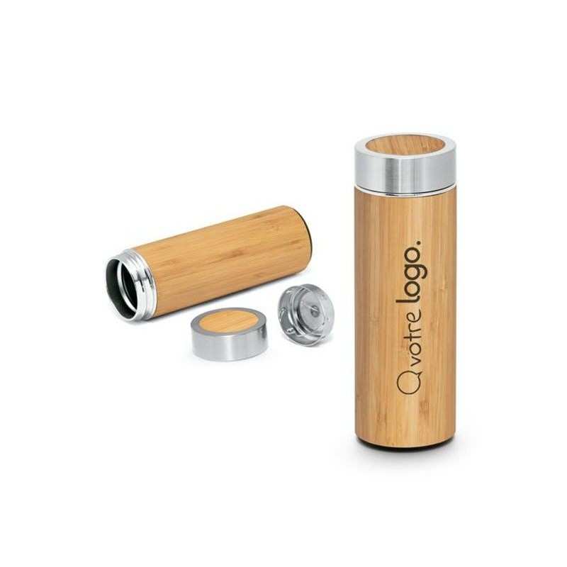 Bouteille isotherme bambou inoxydable 430ml - Accessoire écologique et pratique 