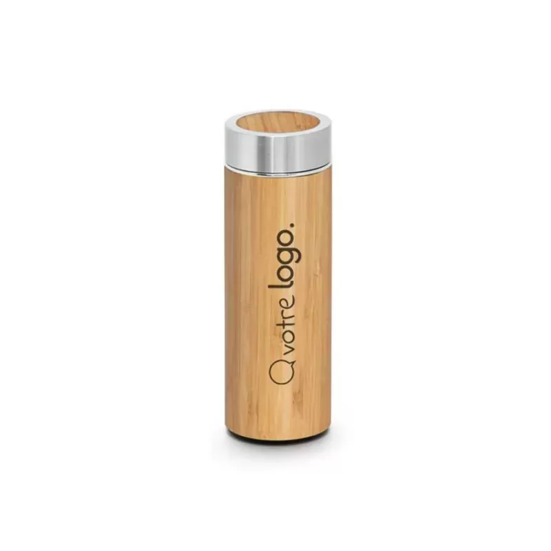 Bouteille isotherme bambou inoxydable 430ml - Accessoire écologique et pratique 