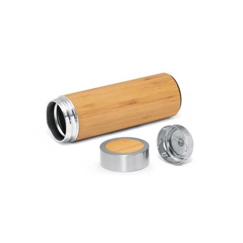 Bouteille isotherme bambou inoxydable 430ml - Accessoire écologique et pratique 