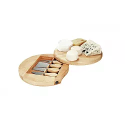 Plateau à Fromage Tournant en Bois avec Outils pour Brie
