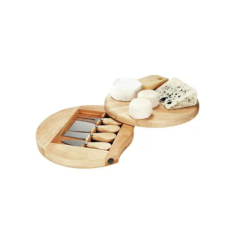 Plateau à Fromage Tournant en Bois avec Outils pour Brie