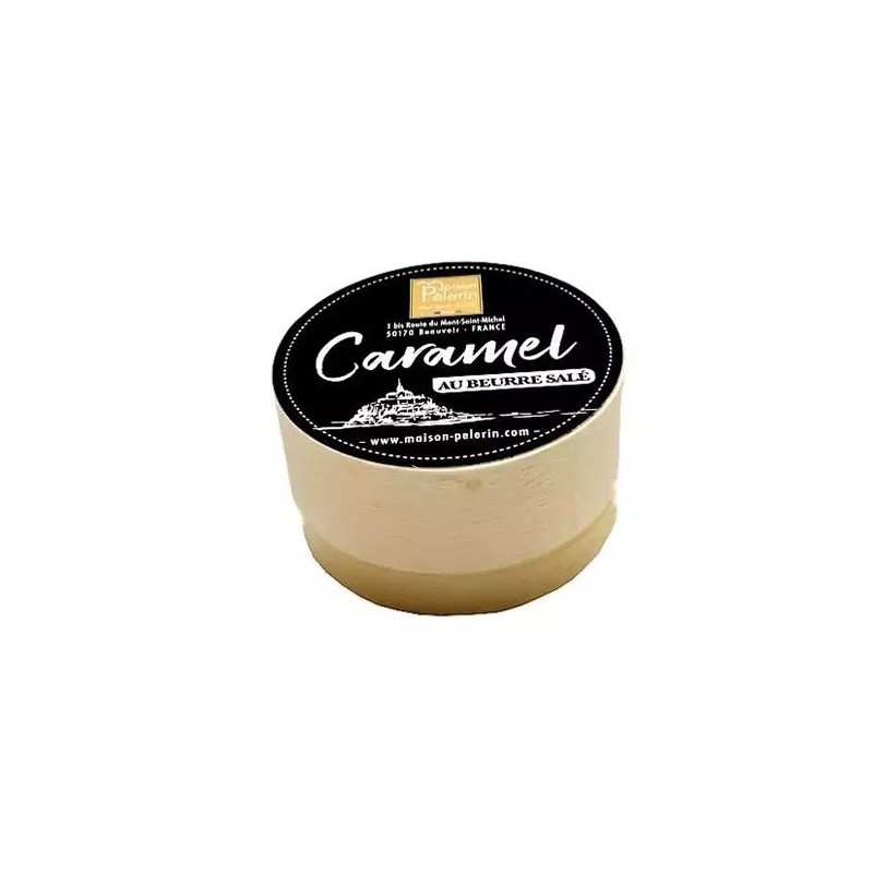 Petite boîte ronde en bois caramels au beurre sale 50g