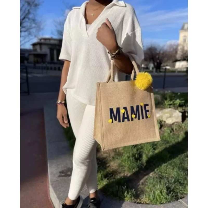 Petit Cabas en jute éco Mamie 