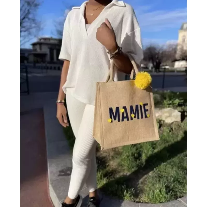 Petit Cabas en jute éco Mamie 